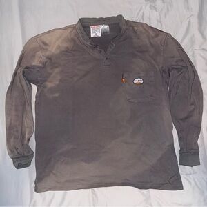 RASCO MEN'S FR HENLEY GREY LONG SLEEVE WORK T-SHIRT